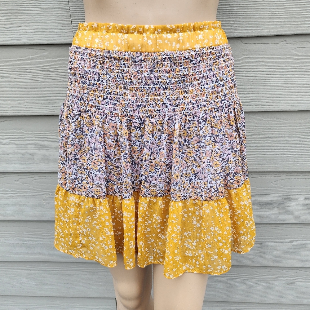 BANANA REPUBLIC | Mustard Floral Skirt